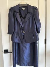 Ursula of Switzerland Two Piece Dress Jacket Set Rhinestone Formal Size 8