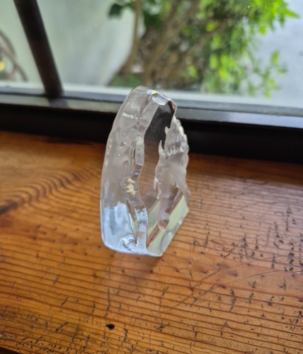 Vintage Clear Glass Horse Head Paper Weight Equestrian Art Glass - Picture 8 of 10