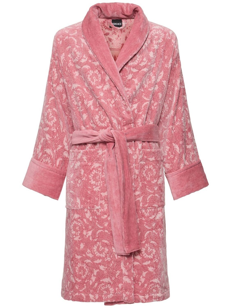 VERSACE Baroque $2575 Rose Cotton And Cashmere Unisex Long
