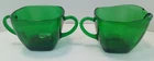 Vintage Anchor Hocking Fire King Forest Green Charm 2-Handled Sugar & Creamer