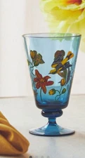 Anthropologie Nathalie Lete Marais Glass Water Goblet Blue Birds Butterfly NEW