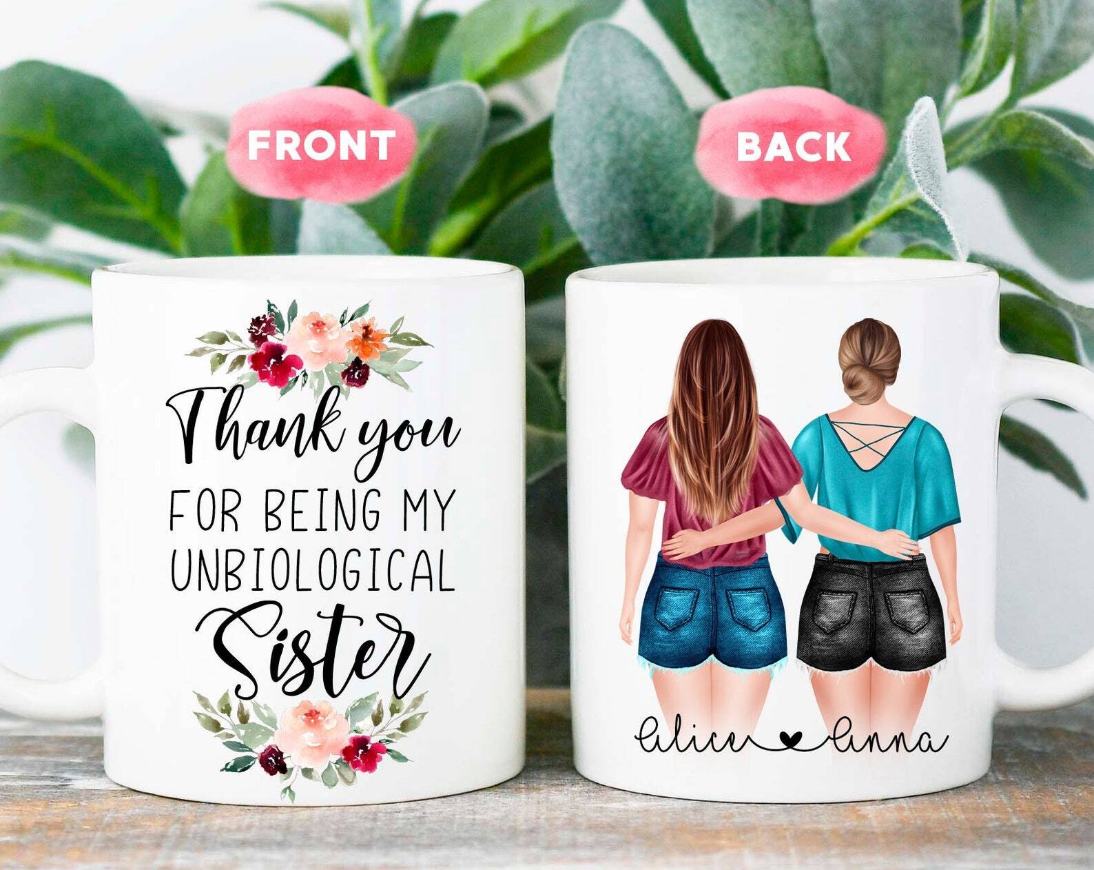 Unbiological Sister Mug Personalized Best Friend Mug Friendship Gift Besties Mug