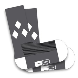 Gray White Diamond Cycling and Running Sock - Medium New By DeFeet
