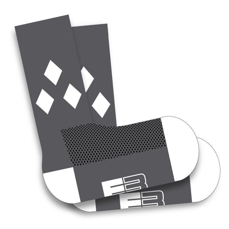 Gray White Diamond Cycling and Running Sock - Medium New By DeFeet