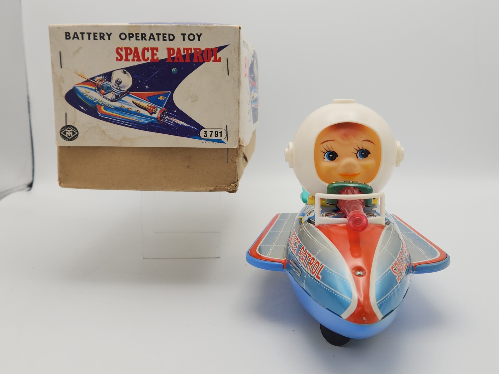 Vintage Modern Toys Space Patrol Battery Operated Tin Toy w/ Original Box *READ*