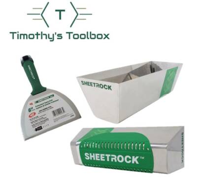 USG Sheetrock Pro Drywall Mud Pan, Pro Series 6'' Knife and Magnetic Grip Combo