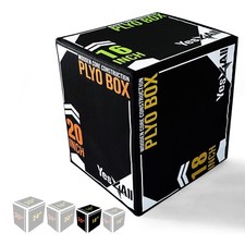 Yes4All 3-w-1 Soft Plyo Box Drewniany rdzeń i # 8211; Delikatny dla goleni - Antypoślizgowa mul