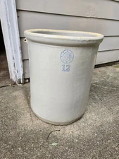 Antique Louisville Pottery Co Blue Indian Head #12 Stone Crock