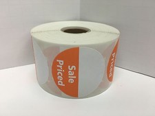 2" Round ORANGE Direct Thermal 'SALE PRICED' Retail Labels 1 Roll, 750/Roll 