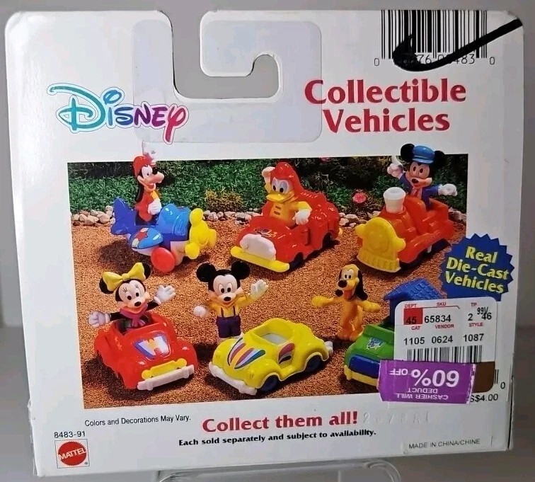 Vintage Disney Mickey Mouse Figure Car Die Cast Metal Collectible Mattel NIB NOS - Image 2 of 4