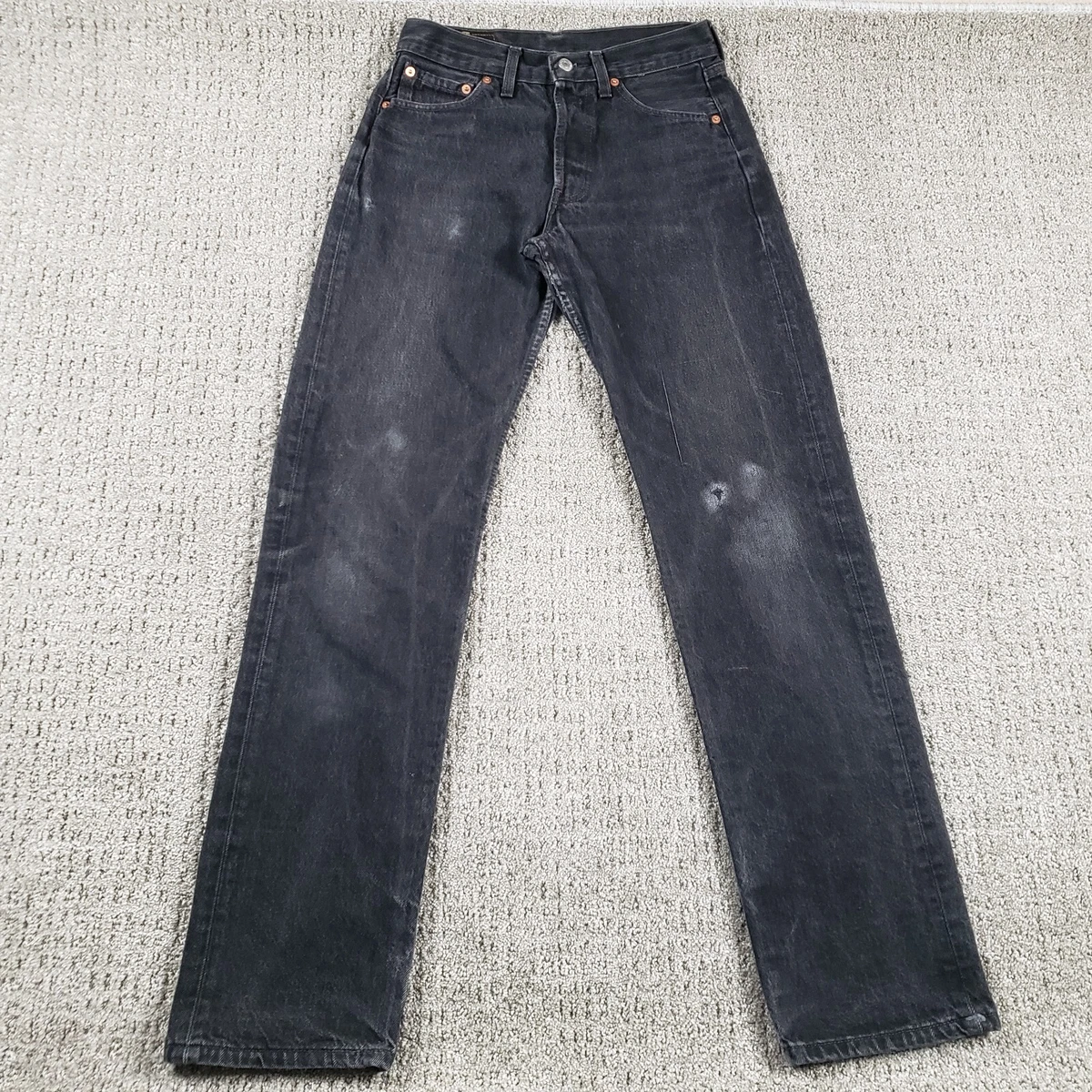 Vtg 501 Jeans 28x32 Black Made in Distressed Fly Pant 30x34 | eBay