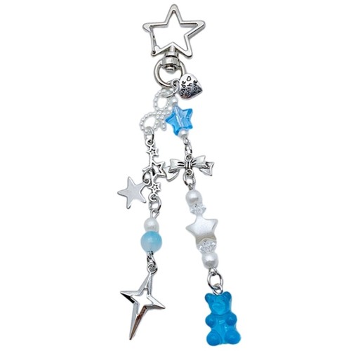 Five-pointed Star Bowknot Keychain Sweet Bear Pendant Phone Shell Charm Jewelry - Photo 5 sur 10