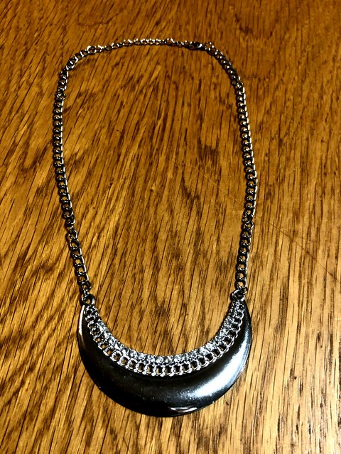 Worthington Costume Jewelry Silver Necklace Double Bar Fake Diamond Stones For Sale Online Ebay
