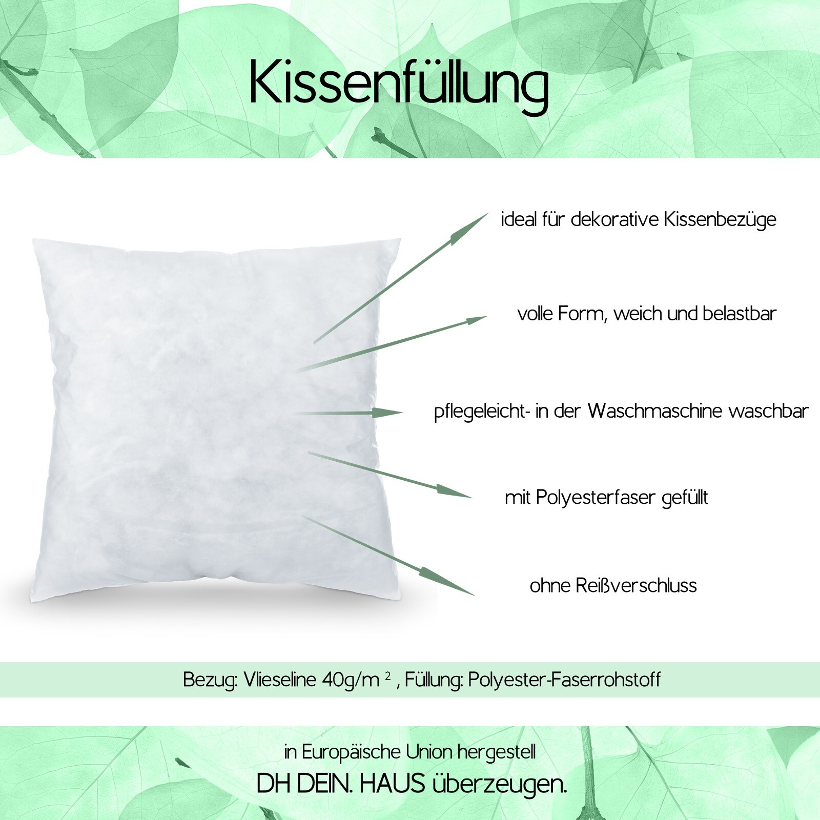 Kissenfüllung Innenkissen Kopfkissen Kissen Füllkissen 45x45 Füllung