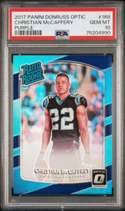 2017 Donruss Optic Christian McCaffrey Rookie Purple #’d /50 PSA 10 💎 Low Pop