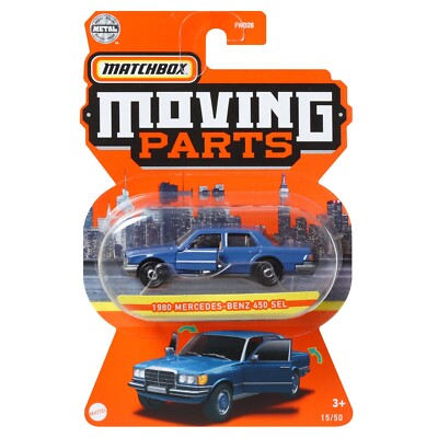 1980 Mercedes-Benz 450 SEL Blue Matchbox Moving Parts 2022 MB1326