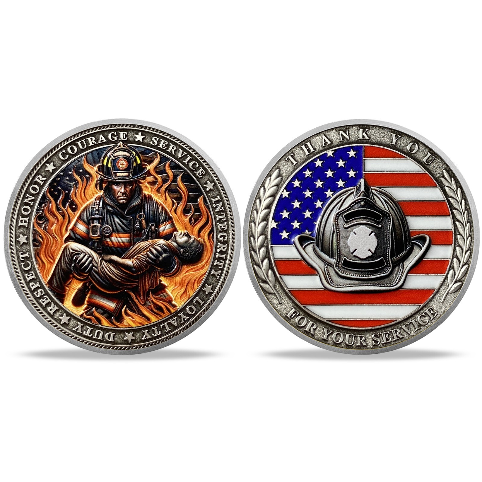 Firefighter Commemorative Challenge Coin, Superhero Theme Collectible Badge Gift
