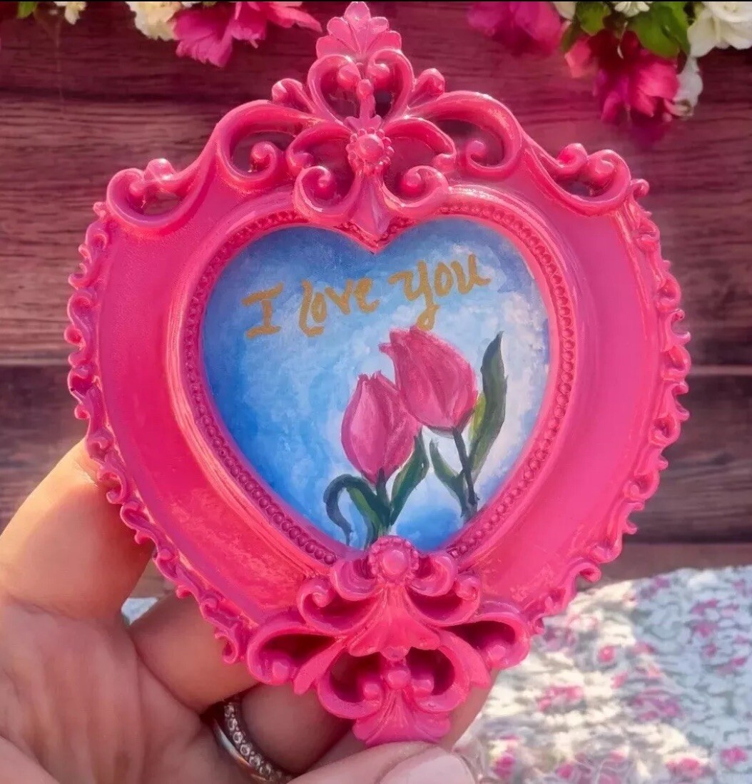 Original "I Love You" mini watercolor painting, personalize Valentine's Day Gift