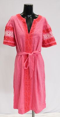 Boden Women's Embroidered Jersey Short Dress CF6 Sangria Sunset Size 8 Long NWT