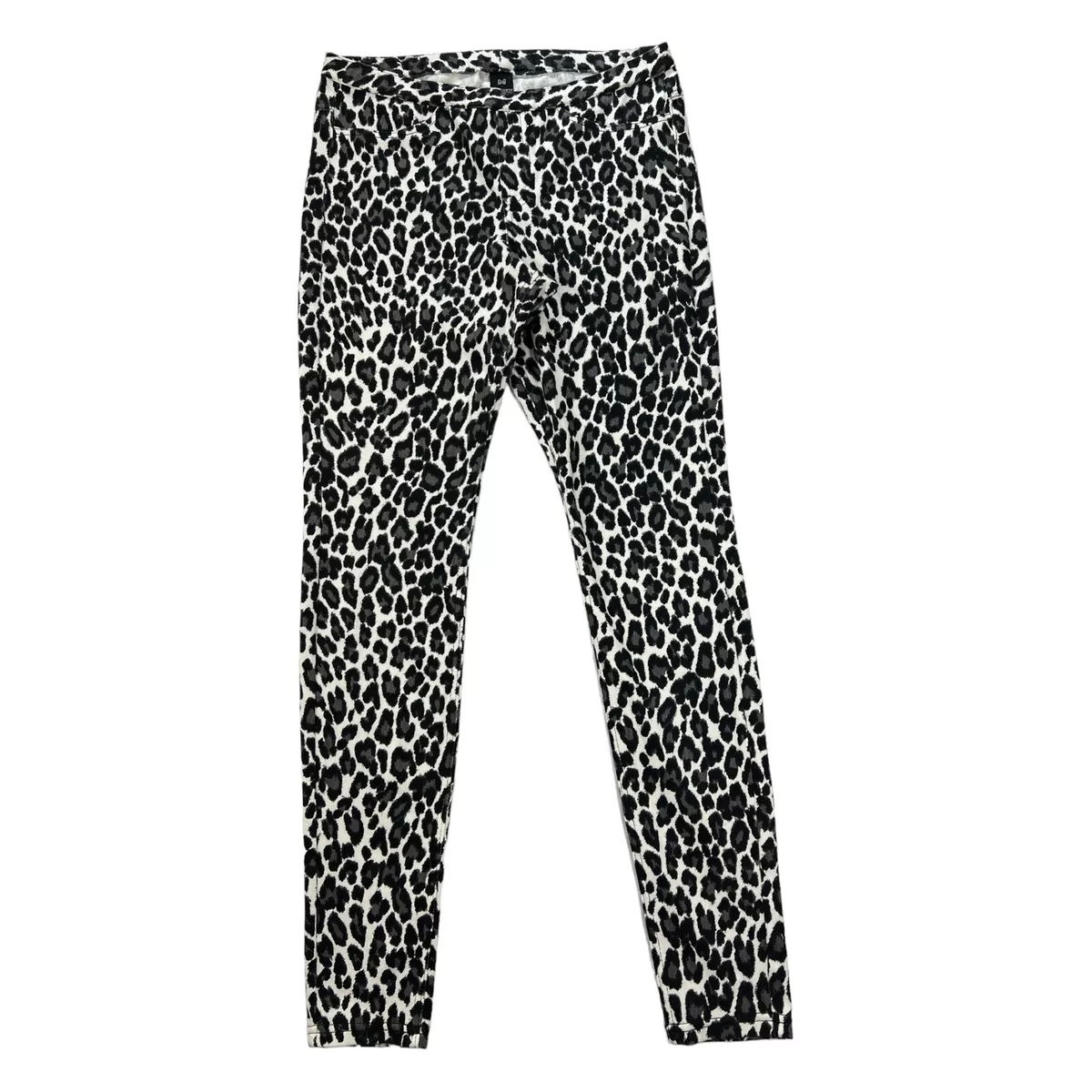 HUE Leopard Print Denim Leggings Light Weight Women's Size M Black White  Gray