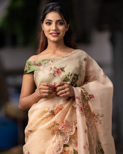 organza saree floral