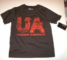 NEW UNDER ARMOUR boys short sleeve shirt sz 4 brown orange