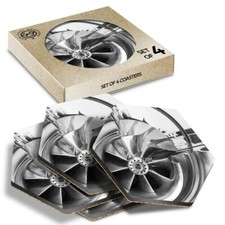 4 x Hexagon Coasters - BW - Turbo Charger Car Men's #38178