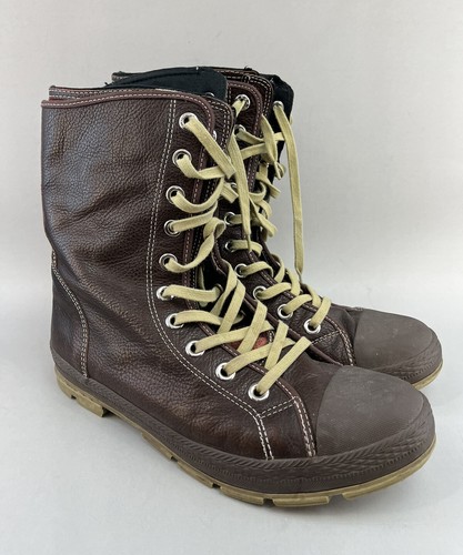 Converse Woolrich Mens Sz 11 Chuck Taylor Leather Brown Black Buffalo Check Wool