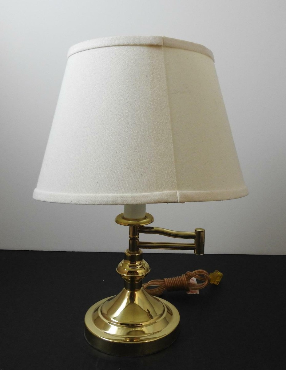 Vintage Mid Century Brass Swing Arm Electric Light Table Lamp