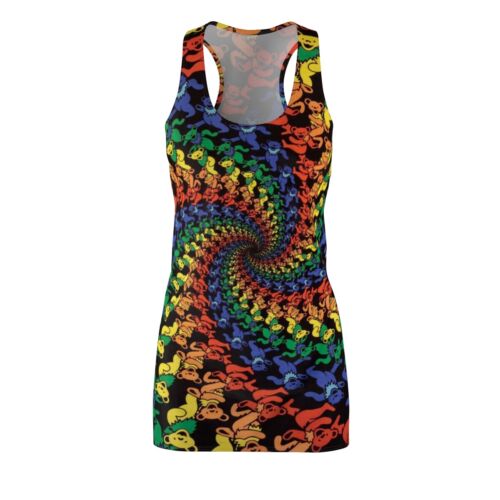 Women's Cut & Sew Racerback Dress. Grateful Dead Kaleidoscope Bears - Picture 1 of 36