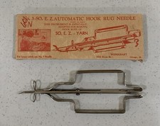 Vintage No. 3 SO. E.Z. Automatic Hook Rug Needle Wonderart With Original Box