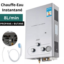 Chauffe-Eau Instantané à Gaz 8L/min à Gaz Propane Butane avec Douche En Kit