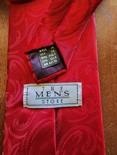 The Men's Store Silk Blend Mens Necktie Red Swirls Made In USA Classic Formal