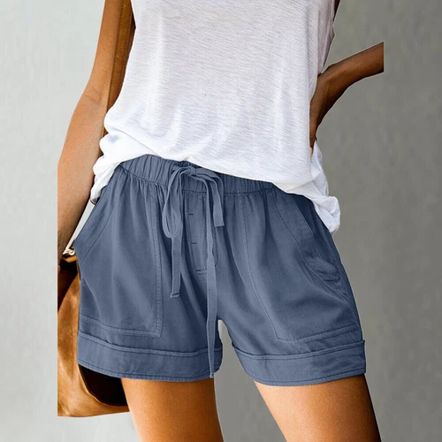 Damen Bermuda Kurze Hose Sommerhose Kordelzug Freizeithose Tasche Strandhose DE - Bild 15 von 38