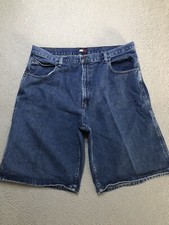 Vintage Tommy Hilfiger Shorts Mens 32 Blue Denim Carpenter Baggy Spellout Y2K