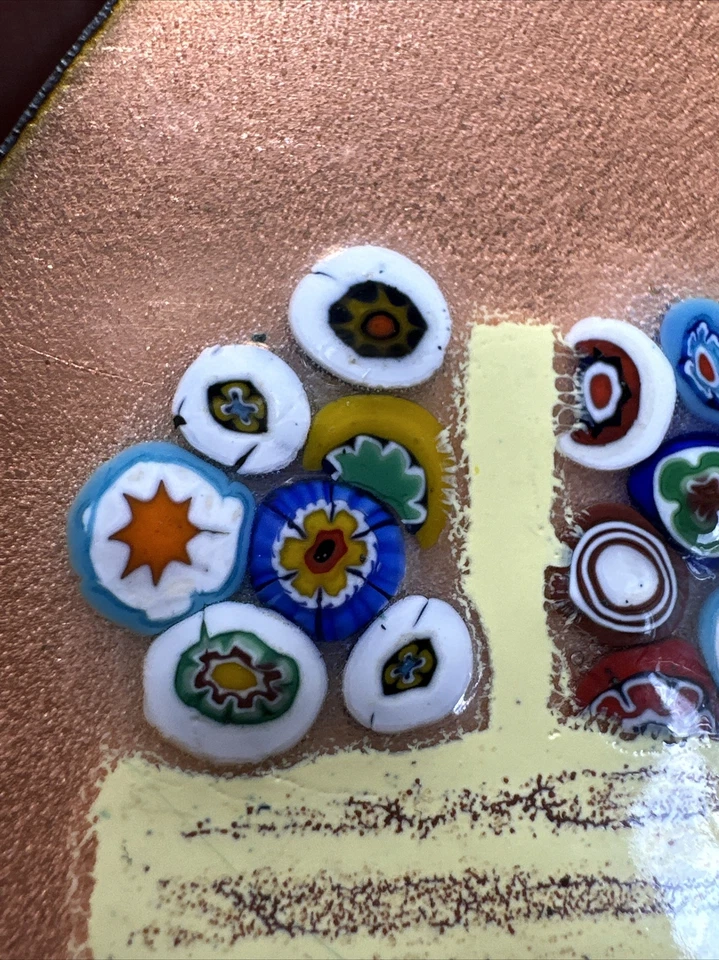 Colgante de cristal millefiori de cobre esmalte de Murano cesta de flores impresionismo Foto 2 de 4