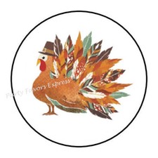 30 TURKEY THANKSGIVING ENVELOPE SEALS LABELS STICKERS PARTY FAVORS 1.5" ROUND