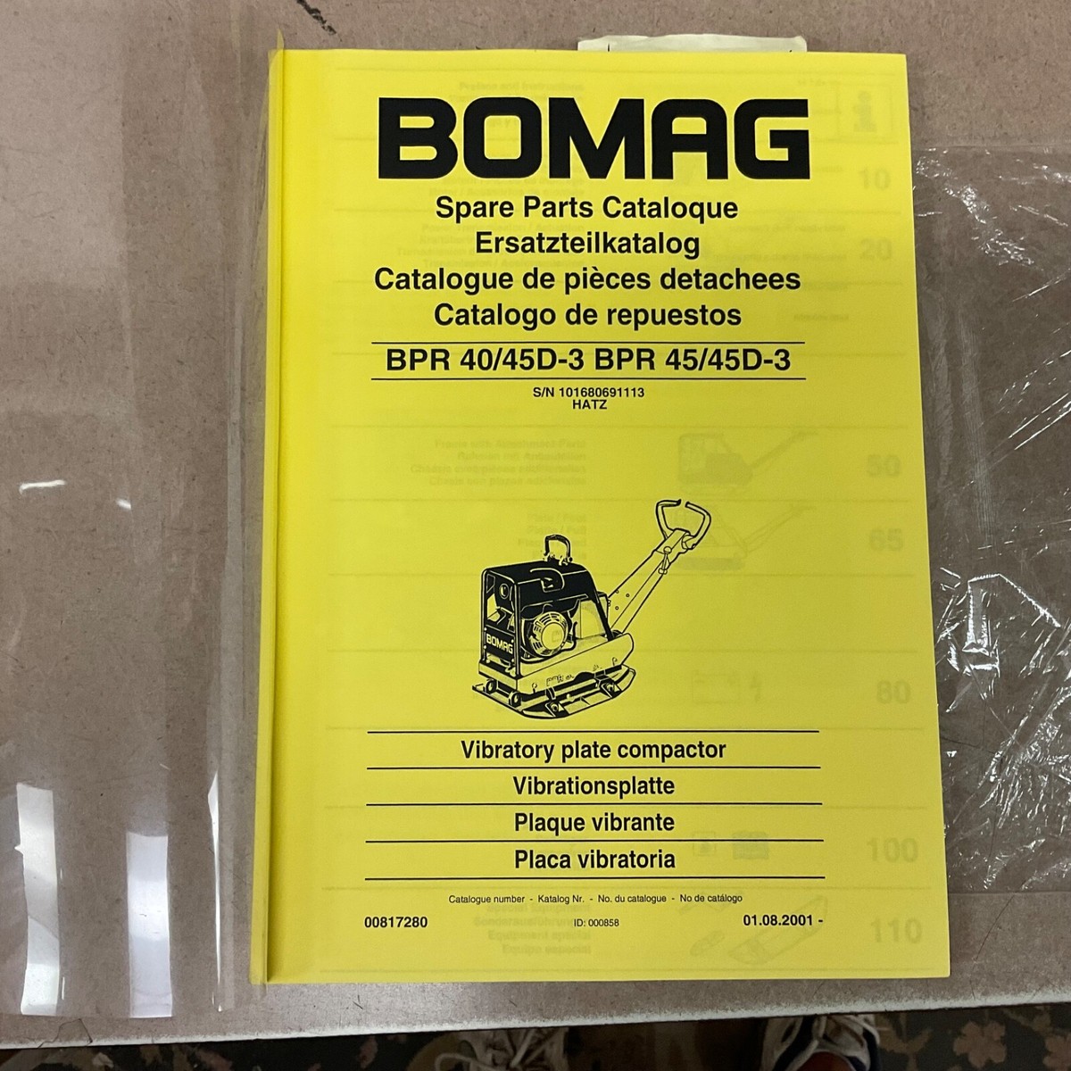 Bomag BPR 40 45 45D-3 PARTS CATALOG MANUAL BOOK Plate Compactor