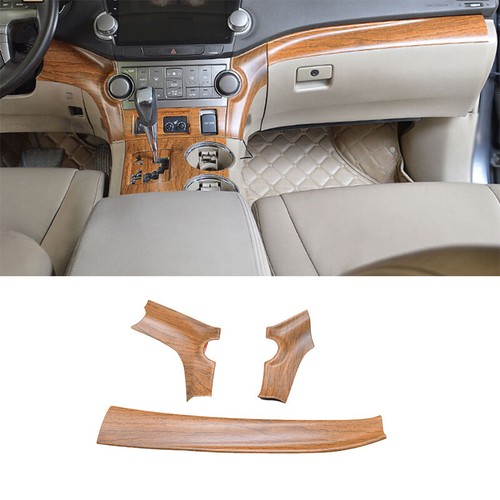 For Toyota Highlander 2009-14 Brown Wood Grain Central Console Instrument Strip