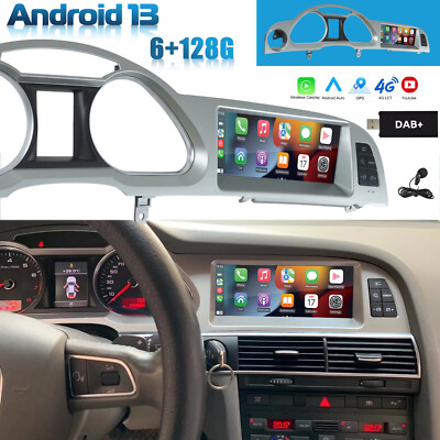 DAB+ Android 14 4G 6+128G Autoradio Carplay Für Audi A6 C6 4F MMI 3G 2010-12 GPS