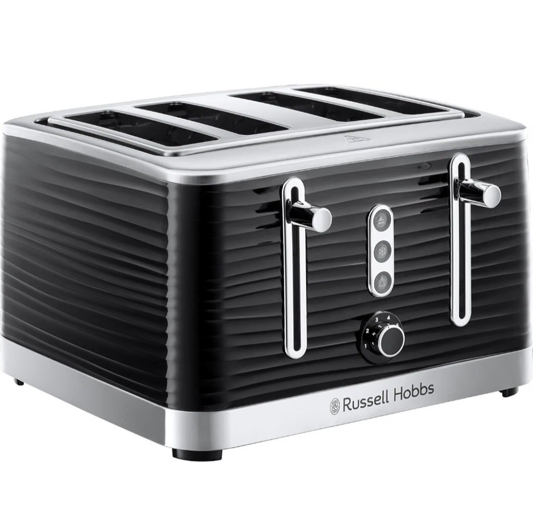 Russell Hobbs Inspire 4 Slice Toaster (Extra Wide Slots, High Lift Feature, 6 Browning Levels 1800W, Black Textured High Gloss) 24381 - Image 2
