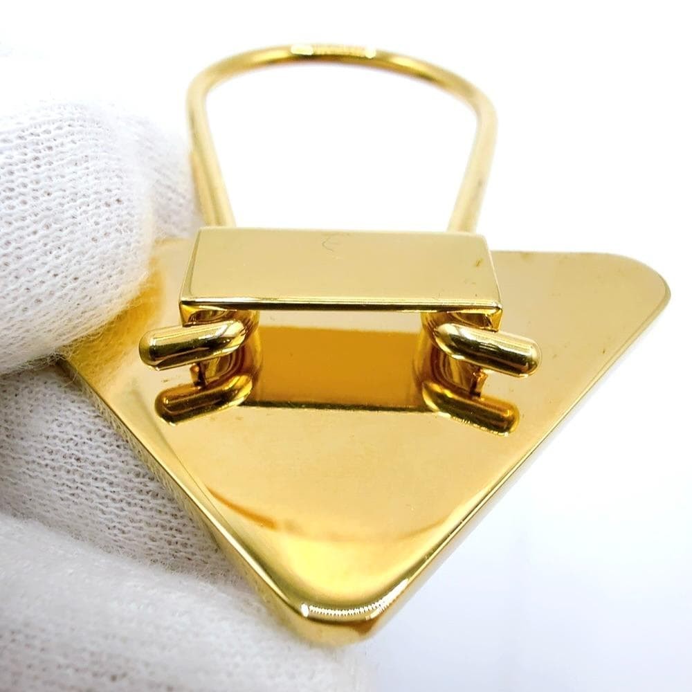 Prada Triangle Plate Keychain Key Ring 1PS063 GP … - image 9