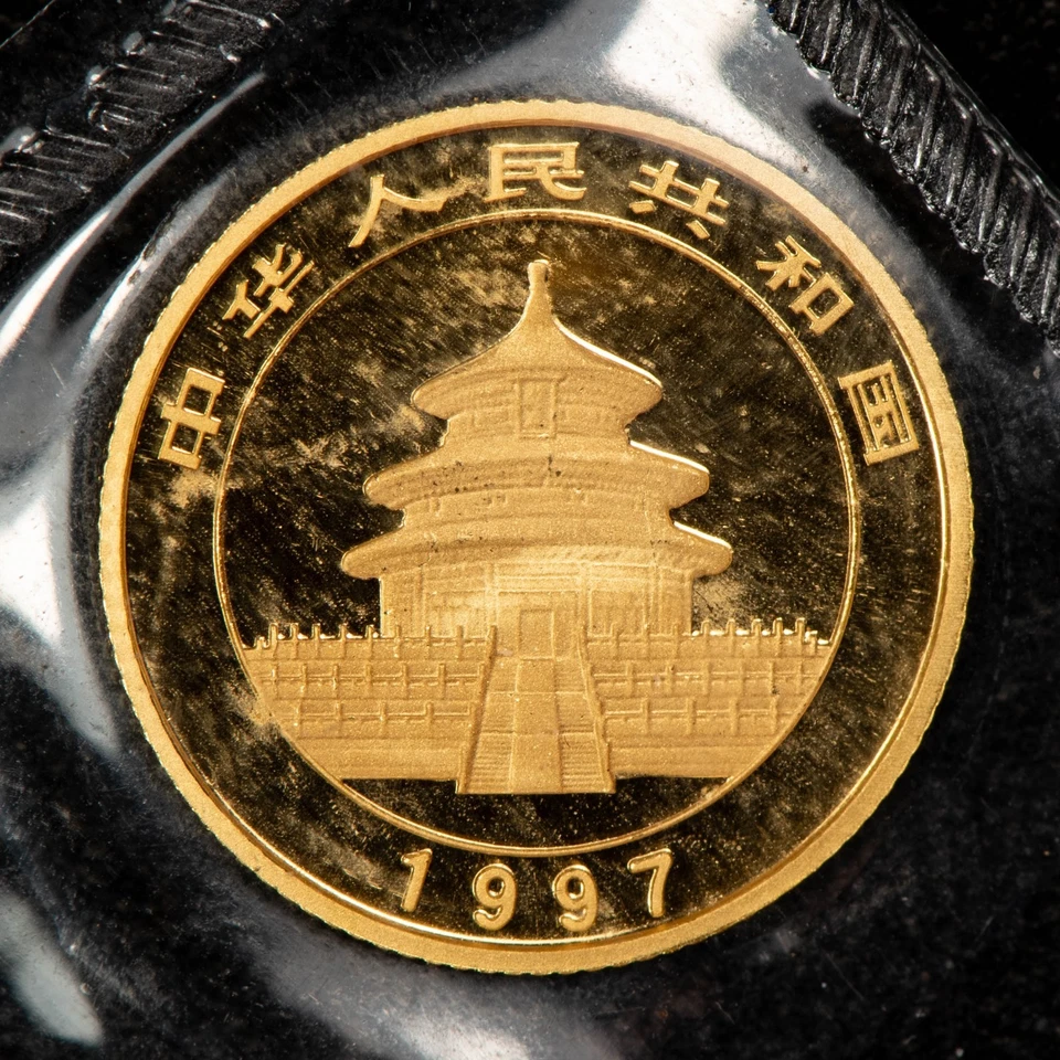 Moneda panda de oro China 1997 10 yuanes 1/10 oz - décima onza - sellada OMP - G5959 Foto 3 de 4
