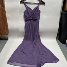 Azazie Luxy Junior’s Pleated Mesh Dress Lavender Size J12 Floor Length A-line