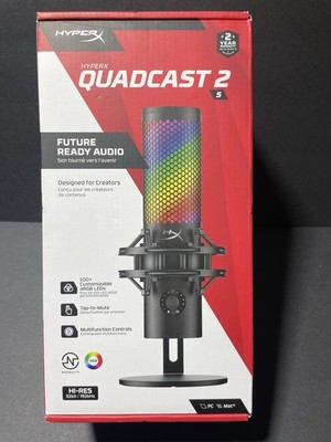 HyperX QuadCast 2 S USB Microphone with RGB Lighting, USB-C, Black, BRAND NEW