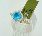 GENUINE 1.75 Cts BLUE TOPAZ & DIAMOND RING 10K GOLD - Free Certificate Appraisal — photo 2