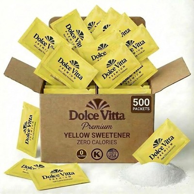Premium Sucralose Sweetener, Yellow Sweetener Bulk Pack, 500 Individual Packe...
