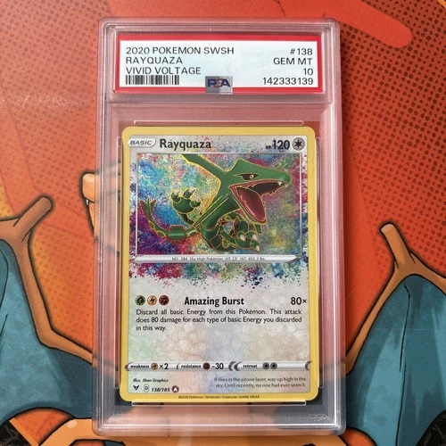 Pokemon TCG Rayquaza Amazing Rare 138/185 SWSH Vivid Voltage GEM MINT PSA 10
