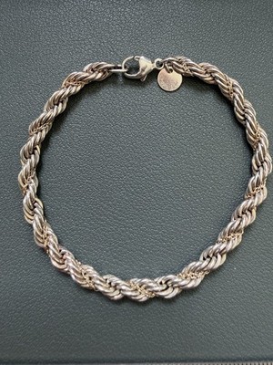 アクセサリー Tiffany Vintage Silver Rope Bracelet Tiffany & Co. 925 Sterling Silver & 18kt 750 rope Bracelet 7in