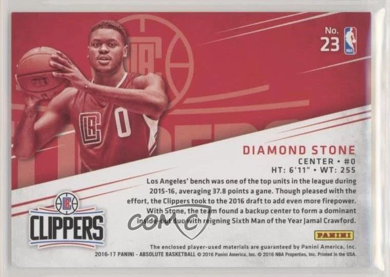 2016 Absolute Tools of the Trade Rookie Materials Quad /125 Diamond Stone #23 RC - Image 2 of 2